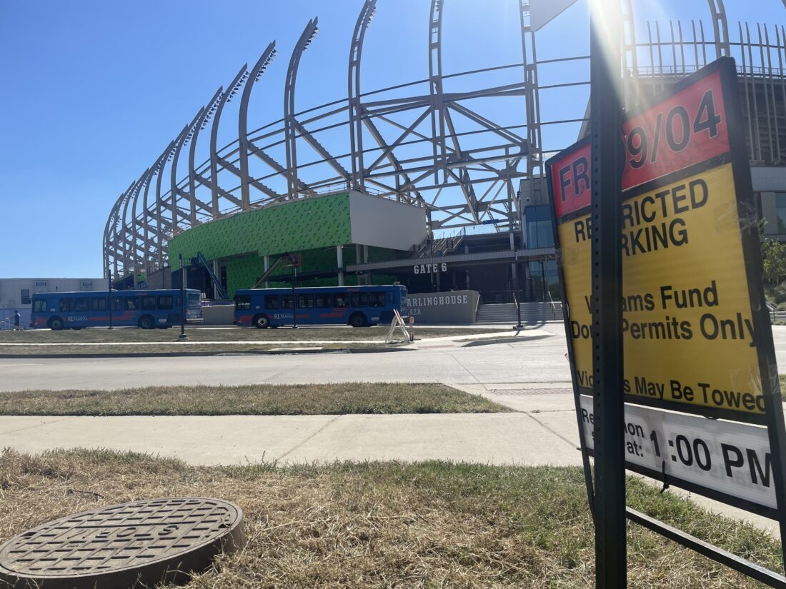 City isn’t offering a dedicated downtown shuttle service this KU football season; also, construction affects parking on campus